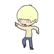 comic cartoon worried boy pointing