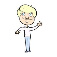 comic cartoon happy man waving N3