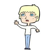 cartoton unhapy boy waving