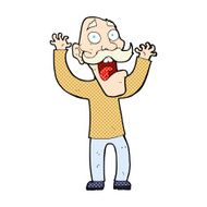 comic cartoon old man getting a fright