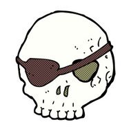 comic cartoon skull with eye patch