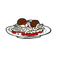 comic cartoon spaghetti and meatballs