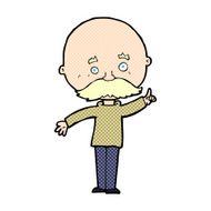 comic cartoon bald man with idea