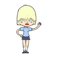 comic cartoon waving woman N11