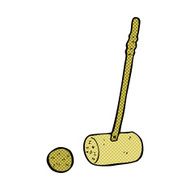 comic cartoon croquet mallet and ball