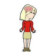 comic cartoon clever woman shrugging shoulders