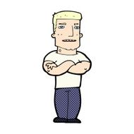 comic cartoon tough guy with folded arms