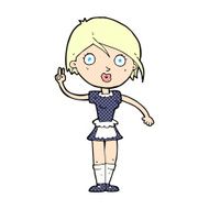 comic cartoon waitress making hand gesture