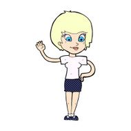 comic cartoon woman waving N15