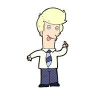 comic cartoon office man with crazy idea