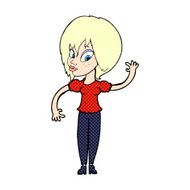 comic cartoon woman waving N16