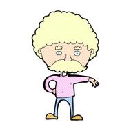 comic cartoon man with mustache making camp gesture