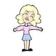 comic cartoon woman with open arms N6