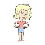 comic cartoon woman with hands on hips N11