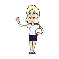 comic cartoon woman waving N18