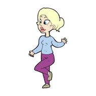 comic cartoon friendly woman waving N4