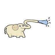 comic cartoon elephant squirting water