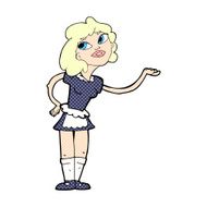 comic cartoon waitress serving