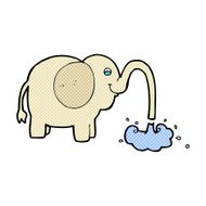 comic cartoon elephant squirting water N2