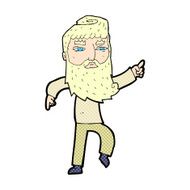 comic cartoon bearded man pointing the way