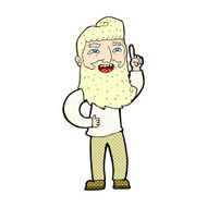 comic cartoon happy bearded man with idea