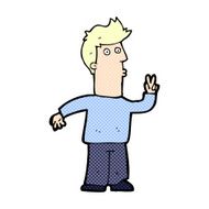 comic cartoon man signaling with hand
