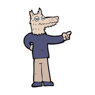 comic cartoon pointing wolf man