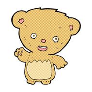 comic cartoon teddy bear waving