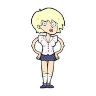 comic cartoon surprised woman with hands on hips