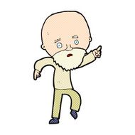 comic cartoon worried old man pointing