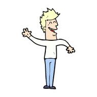 comic cartoon happy man waving N4