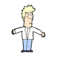 comic cartoon happy man with open arms
