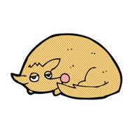 comic cartoon curled up dog