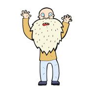 comic cartoon frightened old man with beard