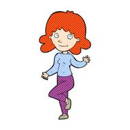 comic cartoon friendly woman waving N5