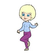 comic cartoon woman waving N19