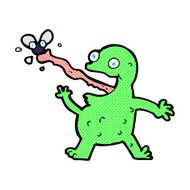 comic cartoon frog catching fly N2