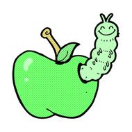 comic cartoon bug eating apple