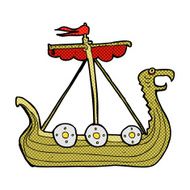comic cartoon viking ship