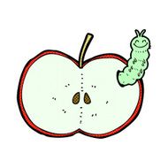 comic cartoon bug eating apple N2