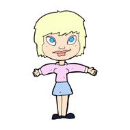 comic cartoon woman with open amrs