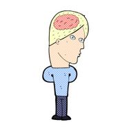 comic cartoon man with big brain