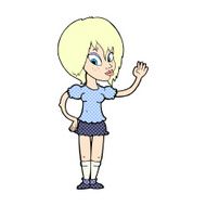 comic cartoon pretty woman waving N7