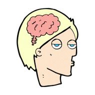 comic cartoon head with brain symbol N2