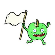 comic cartoon apple with flag