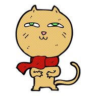 comic cartoon funny cat wearing scarf