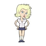 comic cartoon woman with hands on hips N14