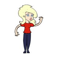 comic cartoon pretty woman waving N8