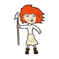comic cartoon woman with spear