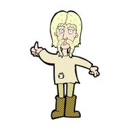 comic cartoon hippie man giving thumbs up symbol